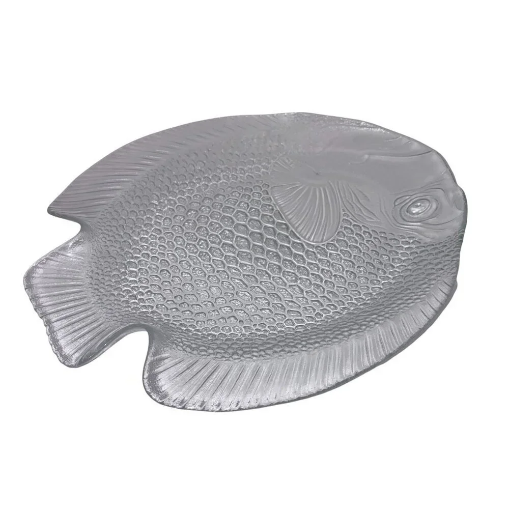 Vintage Arcoroc Embossed Glass Fish Platter | 15.5” Serving Tray | France